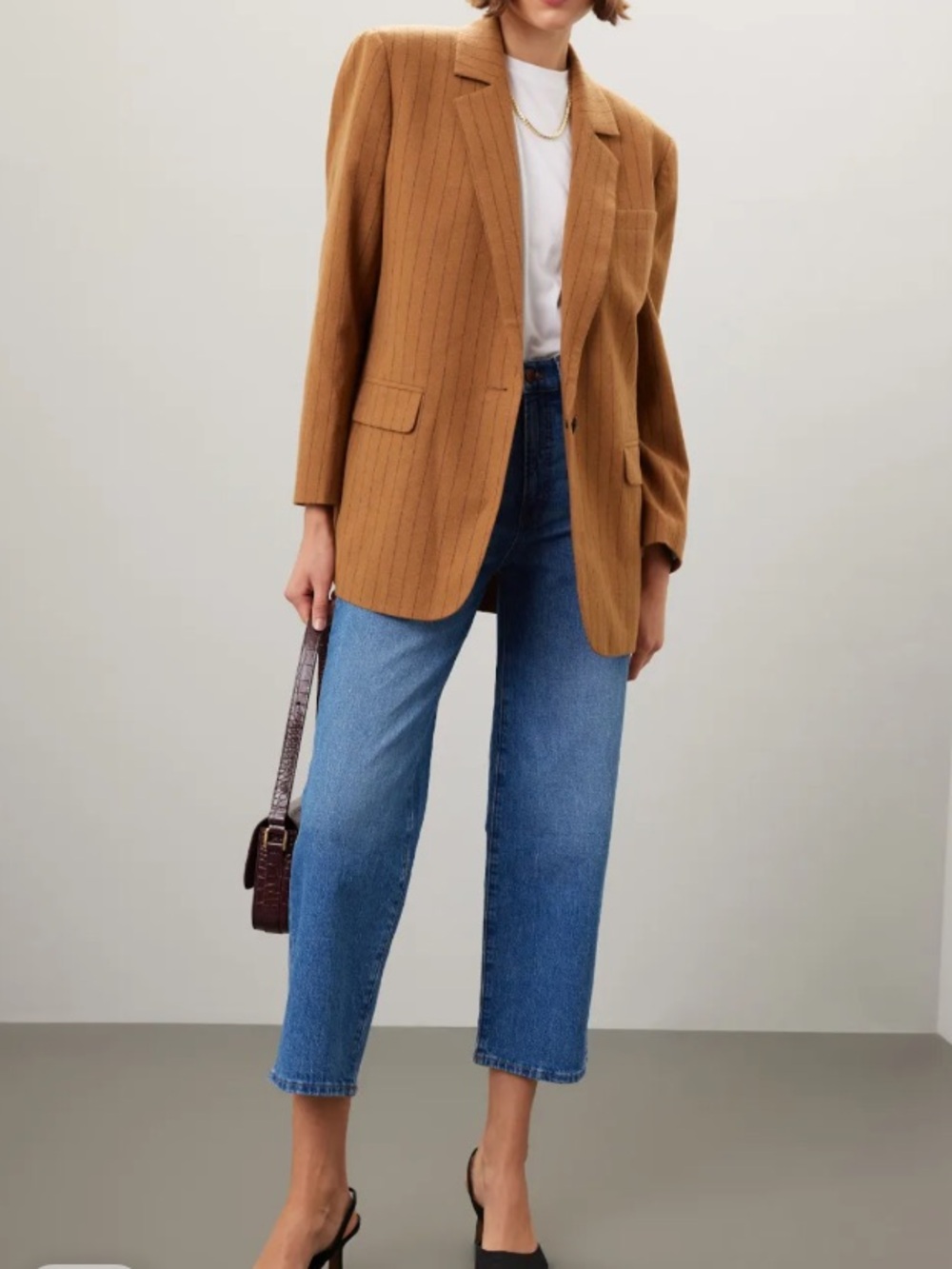 Madewell Bella Pinstripe Blazer Oversized Fit Size 4 Italian Wool Blend Office - Picture 3 of 16